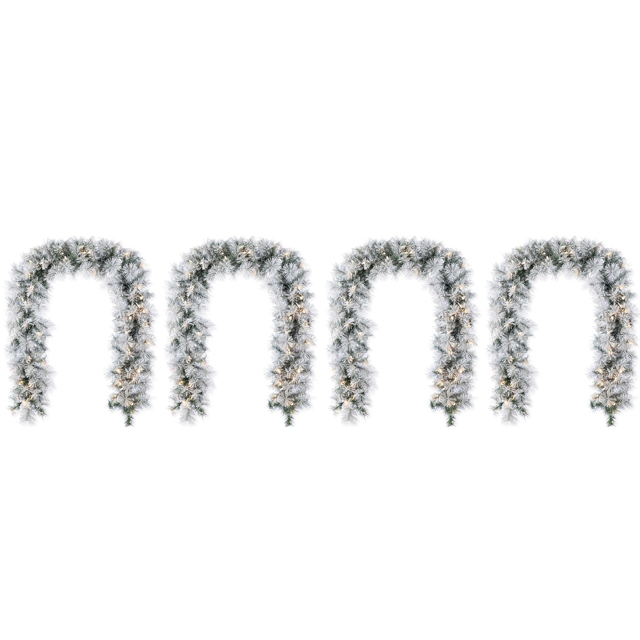 Christmas Snow Flocked Greenery Pine Garland & Wreath & Teardrop Set, with Warm White/Multi-color C3 Clear LED Lights and Timer,8 Function